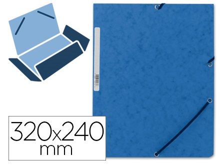 (PAQ.10) CARPETA GOMAS CARTON A4 SOLAPAS AZUL