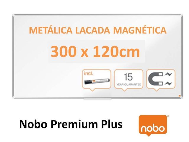 NOBO PIZARRA BLANCA ACERO LACADO 300 x120cm 1915165 PREMIUM PLUS