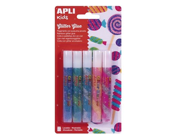 APLI GLITTER GLUE 5 COLORES SURTIDOS 17611