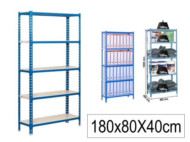 SR ESTANTERIA METALICA S/T 5/400 180x80x40cm