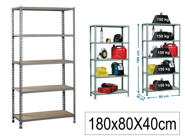 SR ESTANTERIA METAL/MADERA S/T 5/400 180x80x40cm