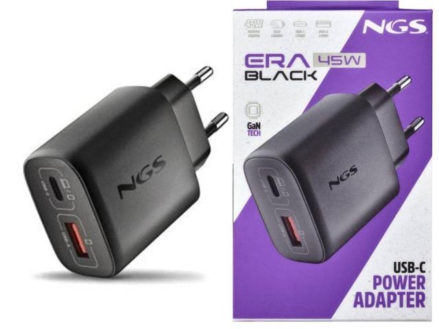 NGS CARGADOR ULTRARRAPIDO 45W USB-C + USB-A
