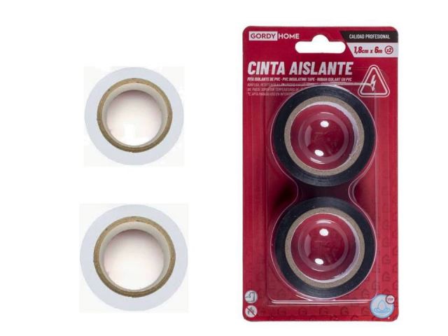 CINTA AISLANTE  2 ROLLOS  1,8cm x 6mt BLANCO  