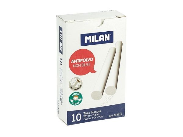 MILAN CAJA 10 TIZAS ANIPOLVO BLANCAS 244210