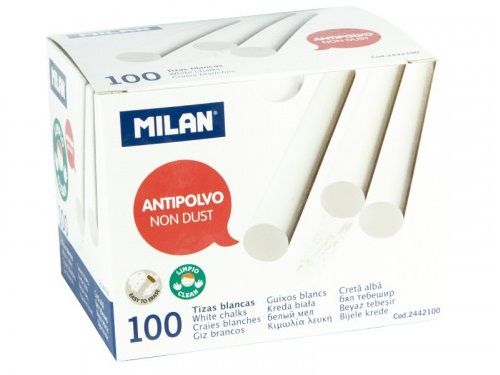 MILAN CAJA 100 TIZAS ANIPOLVO BLANCAS 2442100