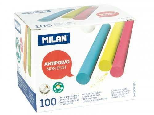 MILAN CAJA 100 TIZAS ANIPOLVO COLORES 2452100