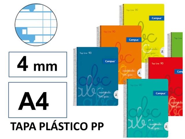 CUADERNO CUADRO PAUTA A4 PP 80 HOJAS 4MM