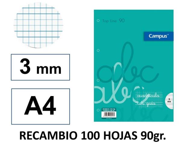 RECAMBIO CUADRO PAUTA A4 PP 100 HOJAS 3MM