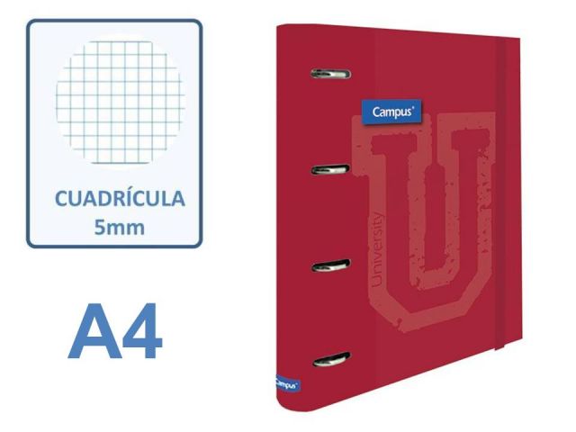 CAMPUS  CARPEBLOC RINGBOOK 4A C/GOMA C/RECAMBIO ROJO