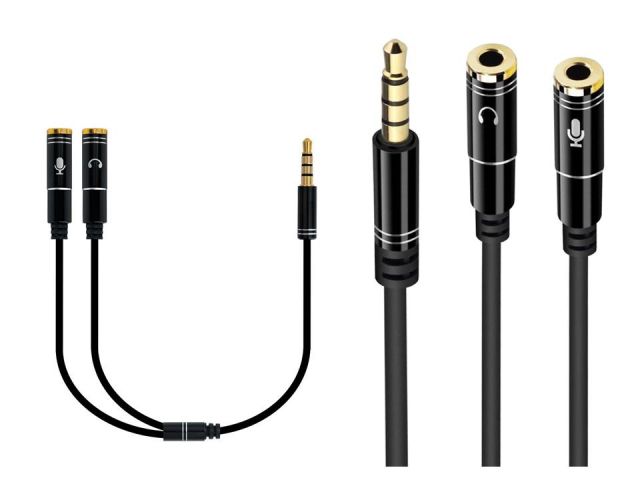 CABLE AUDIO 0,3mt. JACK  3,5/M 2 x JACK/H  (AURICULAR y MICRÓFONO)