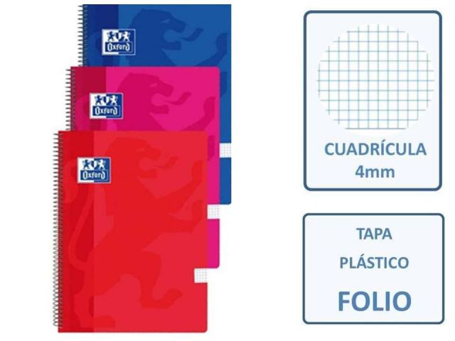 CUADERNO FOLIO  80h. 90gr. 4X4 OXFORD TAPA PP