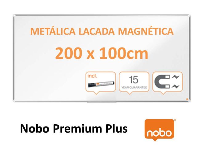 NOBO PIZARRA BLANCA ACERO LACAD 200 x100cm 1915162 PREMIUM PLUS