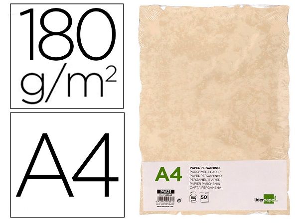 PAQ.50H. PAPEL PERGAMINO A4 TROQUELADO CREMA