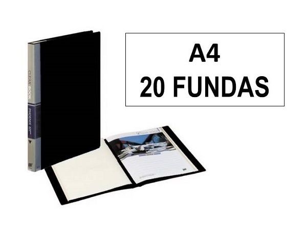 CARPETA 20 FUNDAS A4 TAPA PP RIGIDA NEGRO