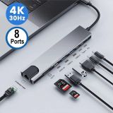 EWENT HUB USB TYPE C TO MULTIPORT DOCK 8  EW1146