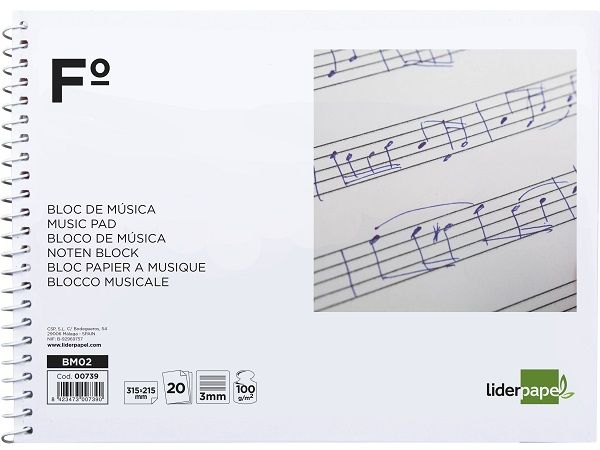 LDP CUADERNO MÚSICA FOL 20H 8 PENTAGRAMAS  BM02