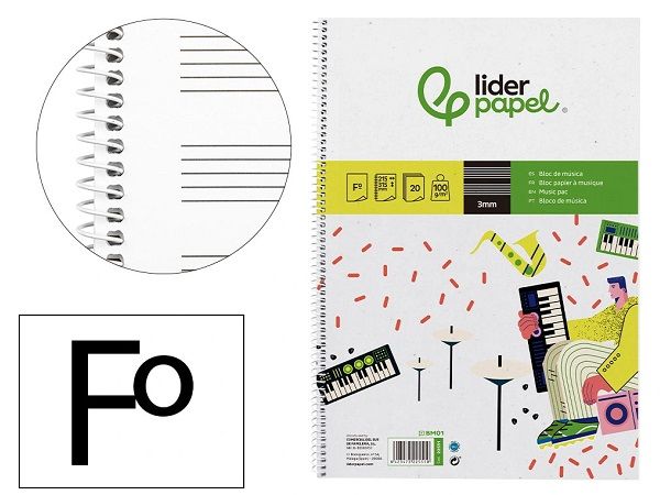 LDP CUADERNO MÚSICA FOL NAT. 20H 8 PENTAGRAMAS BM01