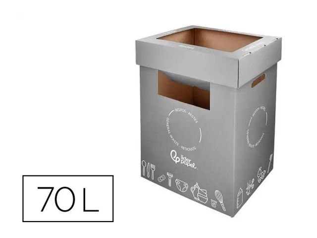 LDP PAPELERA RECICLAJE CARTÓN RECICLAJE 70L.GRIS
