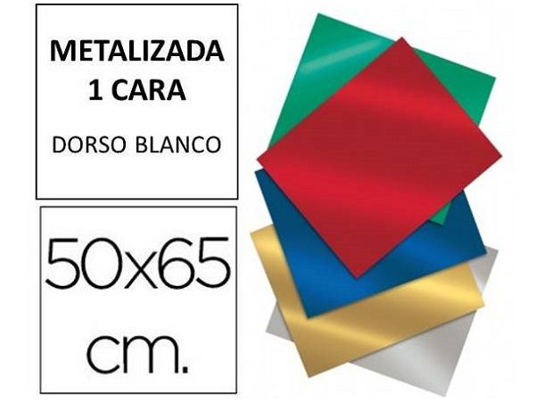 HOJAS CARTULINA 50X65 METALIZADA DORSO BLANCO COL.SURTIDOS