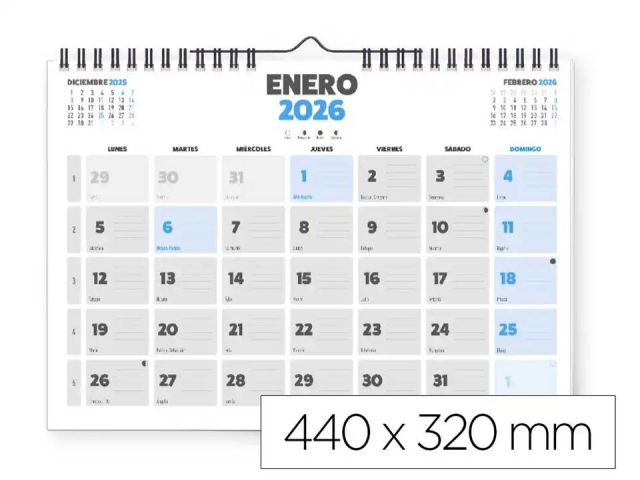 LIDERPAPEL CALENDARIO PARED ESCRIBIR A3 44x32cm 2026