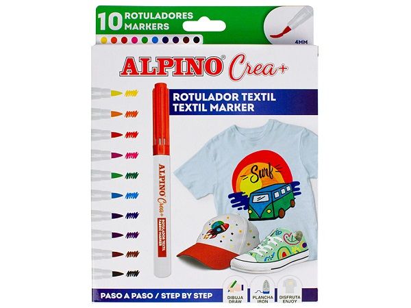 ALPINO CREA TEXTIL CAJA 10 ROTULADORES AR010132