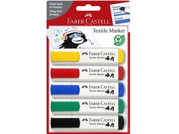 FABER CASTELL TEXTILE MARKER 5 ROTULADORES BASICOS