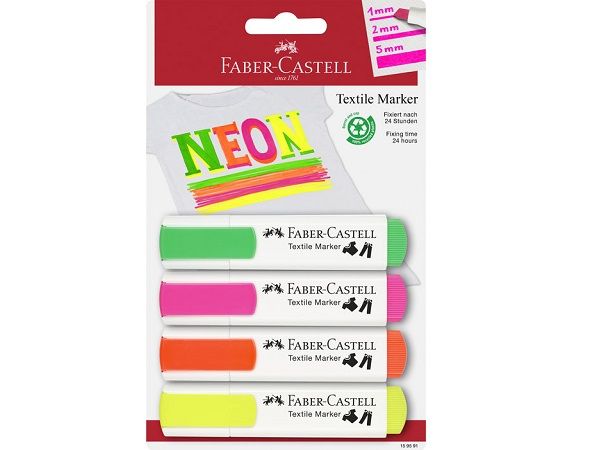 FABER CASTELL TEXTILE MARKER 5 ROTULADORES NEON