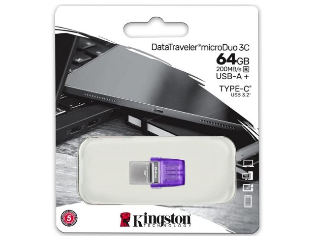 KINGSTON MEMORIA USB MICRODUO 3C TYPE A/C 64GB