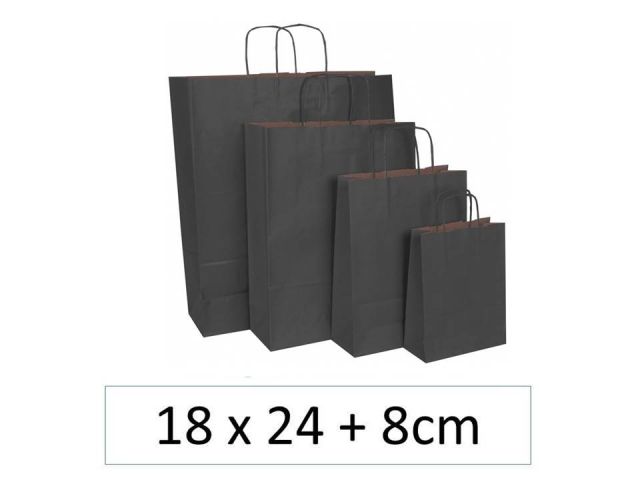 SNM PAQ.25 BOLSAS PAPEL XS 18x24+8  NEGRA  ASA RIZ