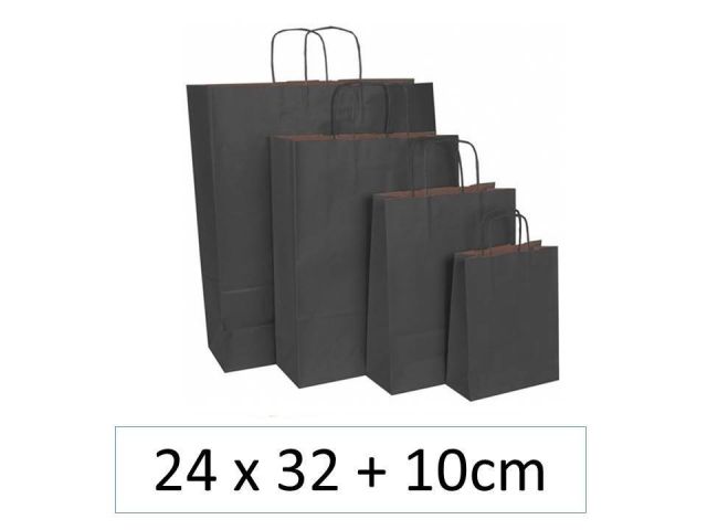 SNM PAQ.25 BOLSAS PAPEL S 24x32+10 NEGRA ASA RIZ