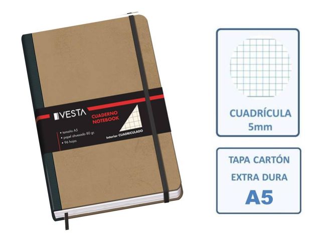 DOHE VESTA CUADERNO A5 15X21 96p. CUADRO 5X5 10639