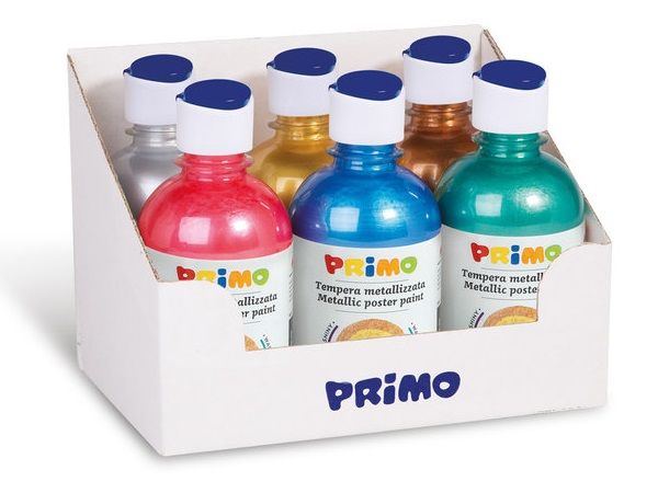 PRIMO CJ. 6 BOTES TÉMPERA 300ML METALIZADOS 233TM6ASS