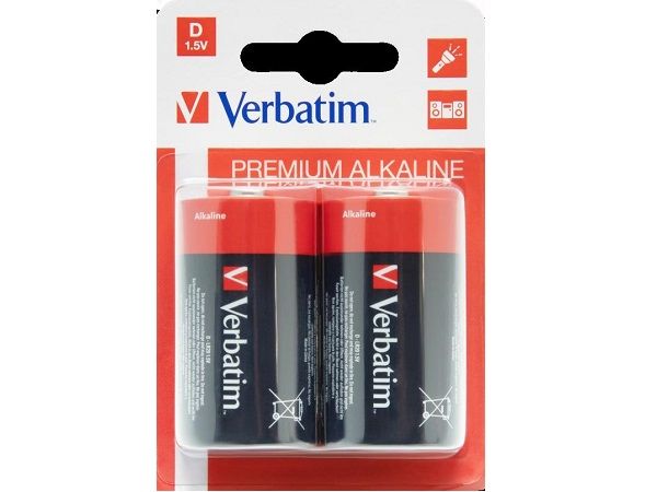 VERBATIM PILAS ALCALINA D - LR20- PACK 2 UD