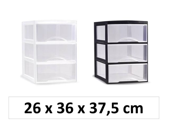 CAJONERA SOBREMESA EBRO 3 CAJONES 26x36x37cm NEGRO