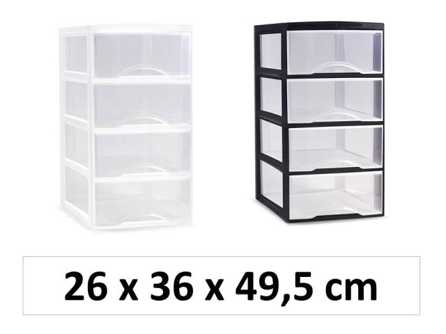 CAJONERA SOBREMESA EBRO 4 CAJONES 26x36x49cm BLANC