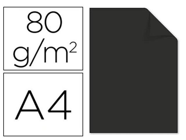 PAQ.100H. PAPEL COLOR A4  NEGRO 80G 15627