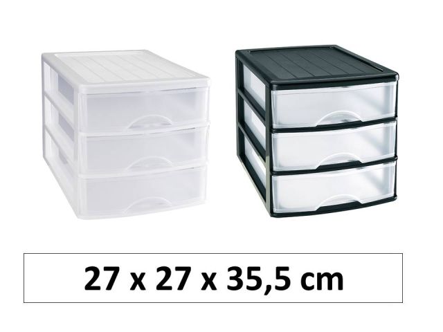 CAJONERA SOBREMESA  11124  3 CAJ A4  27x35x27cm BL