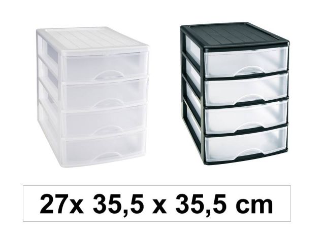 CAJONERA SOBREMESA  11168 4 CAJONES  27x35x35cm NEGRO