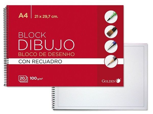 BLOC DIBUJO GOLDEN A4 CON RECUADRO 20H.100GR. 