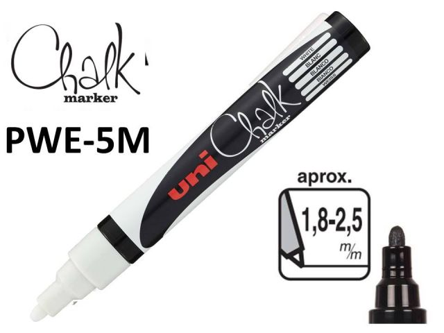 (CJ.6) UNI CHALK  MARCADOR TIZA PWE-5M BLANCO