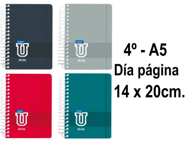 CAMPUS AGENDA ESCOLAR 4º A5 TAPA FORRADA D/P 25/26