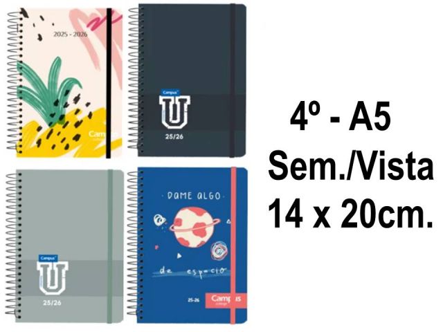CAMPUS AGENDA ESCOLAR 4º A5 TAPA FORRADA S/V 25/26