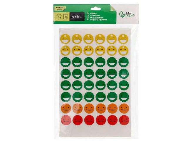 LIDERPAPEL BOLSA 12 HOJAS GOMETS CARAS 576 UNIDADE