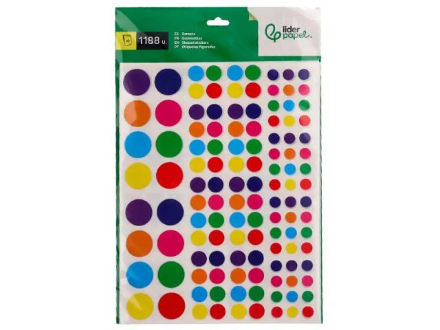 LIDERPAPEL BOLSA 10 HOJAS GOMETS SURTIDOS 1188 UNIDADES