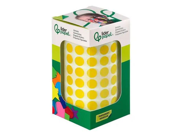 LIDERPAPEL ROLLO GOMETS REDONDO 10,5mm AMARILLO 6000 UNIDADES