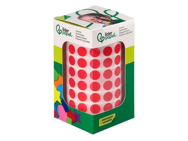 LIDERPAPEL ROLLO GOMETS REDONDO 10,5mm ROJO 6000 UNIDADES