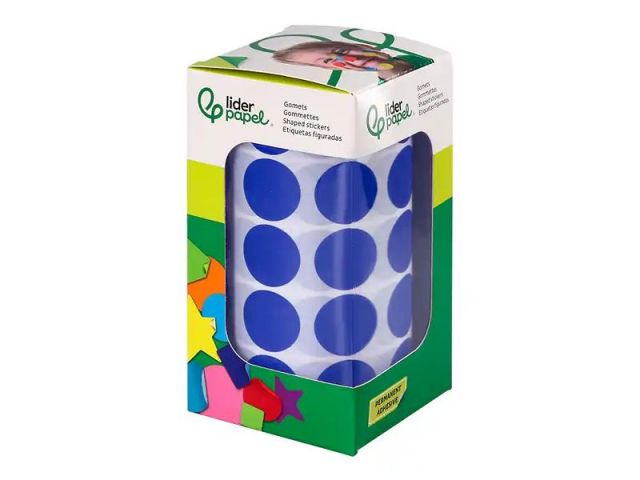 LIDERPAPEL ROLLO GOMETS REDONDO 20mm AZUL 2000 UNIDADES

