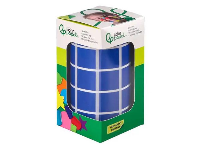 LIDERPAPEL ROLLO GOMETS CUADRADO 20mm AZUL 2000 UNIDADES