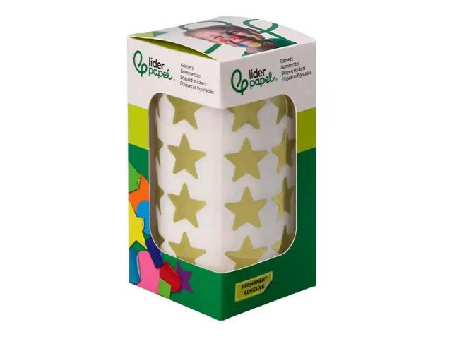 LIDERPAPEL ROLLO GOMETS ESTELLAS 20mm DORADAS 1500 UNIDADES