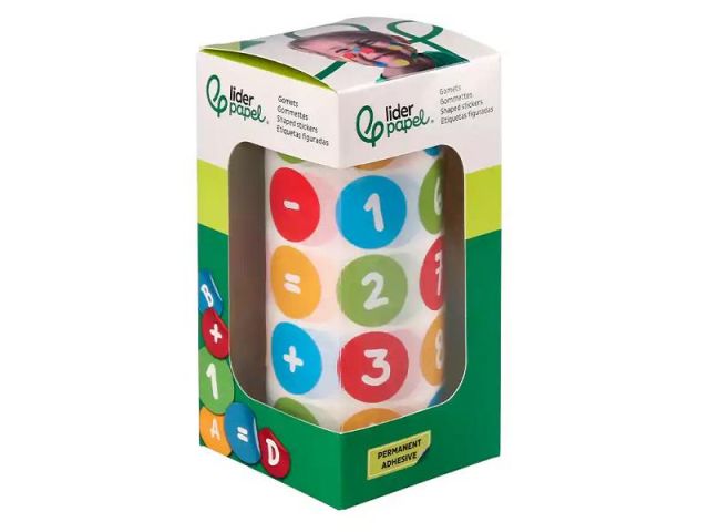 LIDERPAPEL ROLLO GOMETS REDONDO 20mm NÚMEROS 1000 UNIDADES